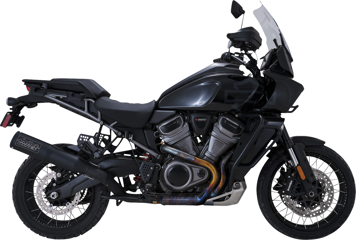 VANCE & HINES, Vance & Hines Adventure Hi-Output 450 Slip-On Muffler for Revolution Max 1250 - Black Stainless Steel 46533