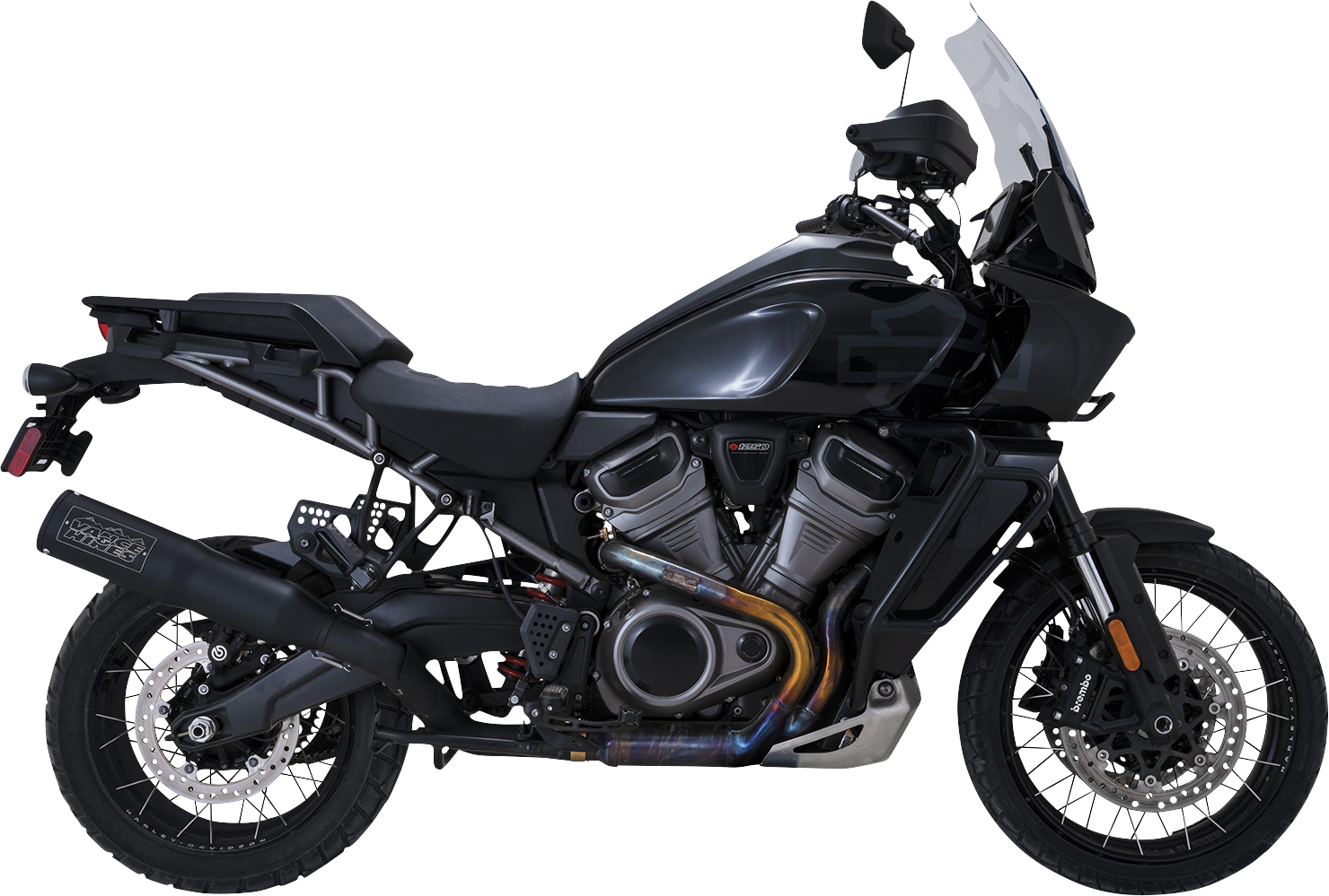 VANCE & HINES, Vance & Hines Adventure Hi-Output 450 Slip-On Muffler for Revolution Max 1250 - Black Stainless Steel 46533