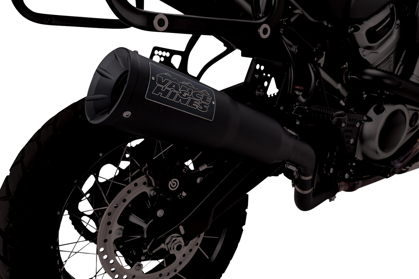 VANCE & HINES, Vance & Hines Adventure Hi-Output 450 Slip-On Muffler for Revolution Max 1250 - Black Stainless Steel 46533