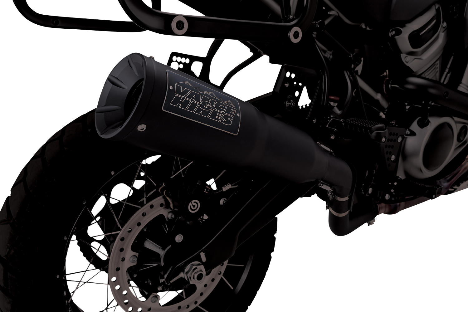 VANCE & HINES, Vance & Hines Adventure Hi-Output 450 Slip-On Muffler for Revolution Max 1250 - Black Stainless Steel 46533