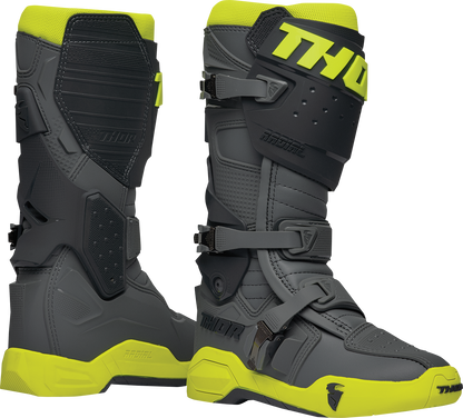 THOR, THOR Radial Boots Size 11 - Gray/Fluorescent Yellow with Injection-Molded Features