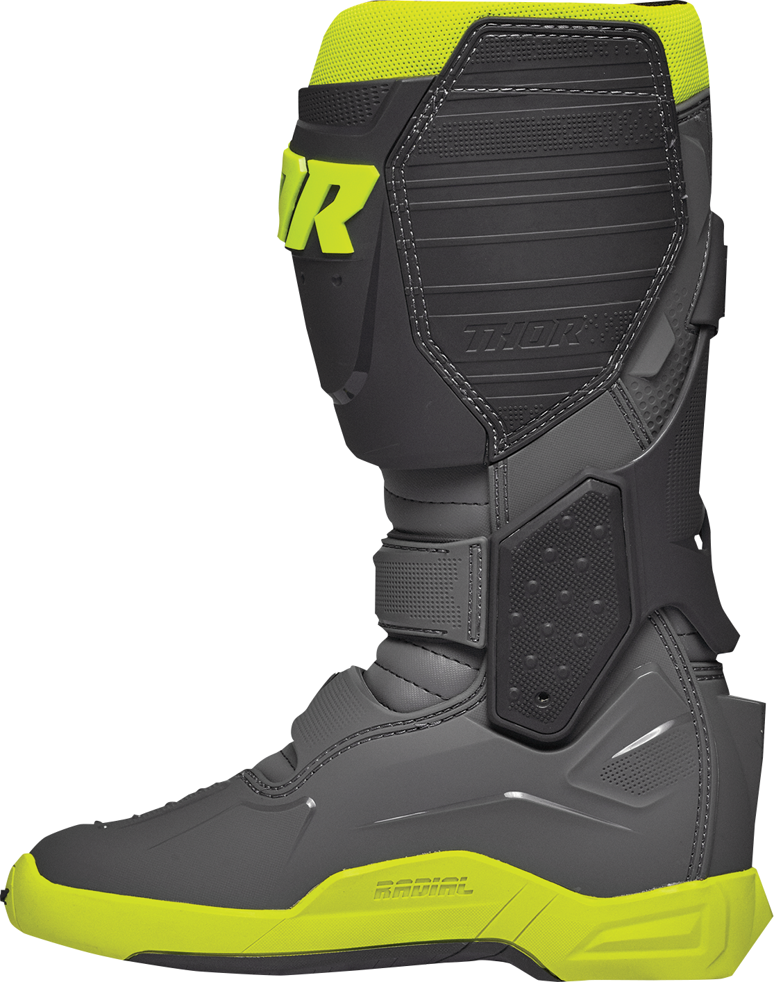 THOR, THOR Radial Boots Size 11 - Gray/Fluorescent Yellow with Injection-Molded Features