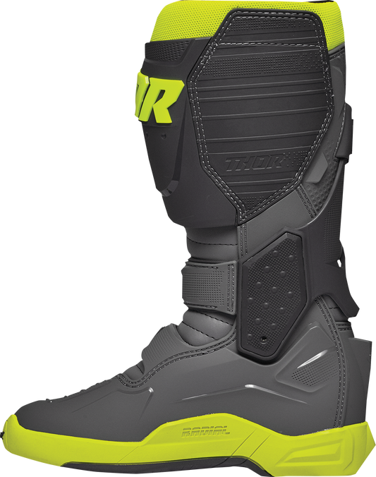 THOR, THOR Radial Boots Size 11 - Gray/Fluorescent Yellow with Injection-Molded Features