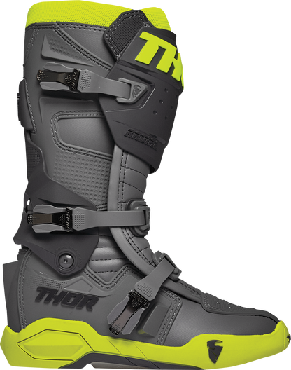 THOR, THOR Radial Boots Size 11 - Gray/Fluorescent Yellow with Injection-Molded Features