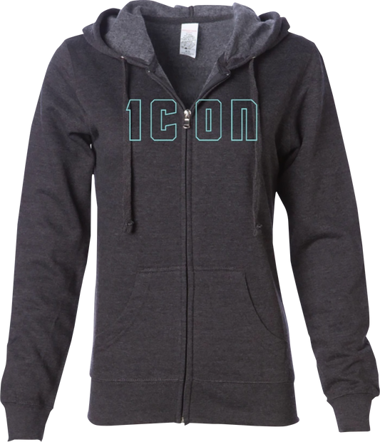 ICON Women's Kat Stevens™ Hoodie in charcoal, large size, showcasing soft fabric and casual fit.