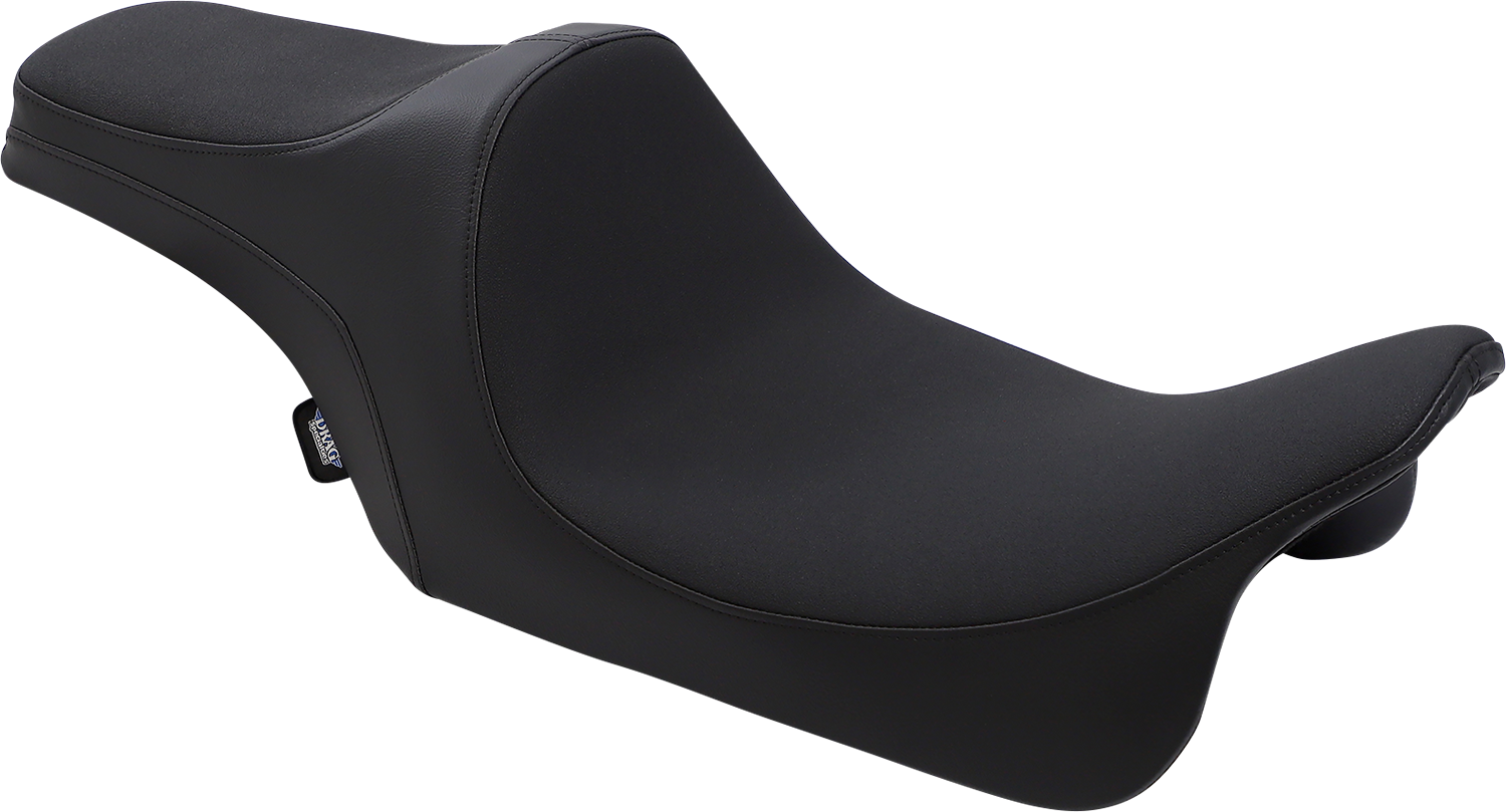 Black Predator III Slip Stop seat for Harley-Davidson FLH/FLT from Drag Specialties Seats, part number 4667, shown on motorcycle.
