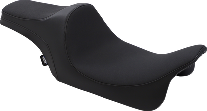 Black Predator III Slip Stop seat for Harley-Davidson FLH/FLT from Drag Specialties Seats, part number 4667, shown on motorcycle.