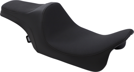 Black Predator III Slip Stop seat for Harley-Davidson FLH/FLT from Drag Specialties Seats, part number 4667, shown on motorcycle.