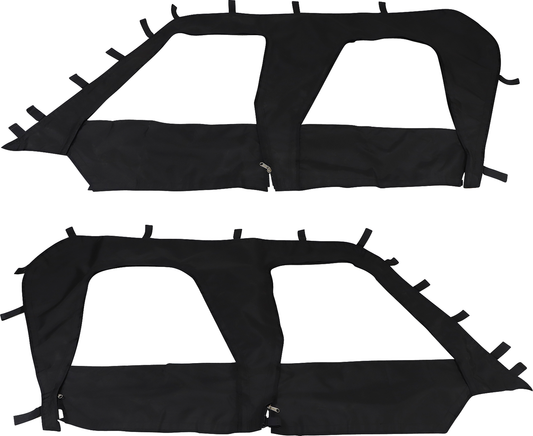 Moose Offroad Polaris RZR side enclosure with clear acrylic windows and removable doors for off-road protection.