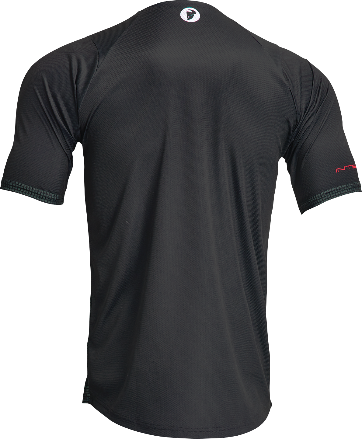 THOR Intense Assist decoy short-sleeve MTB jersey in black and camo, medium size, designed for mountain biking and e-MTB riding.