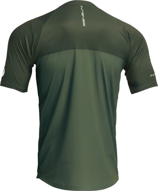 Forest green THOR Intense Assist Censis MTB jersey in 2XL, short-sleeve cycling jersey with technical fabric and branding details.