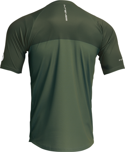 Forest green THOR Intense Assist Censis short-sleeve jersey, medium size, designed for cycling comfort and performance.
