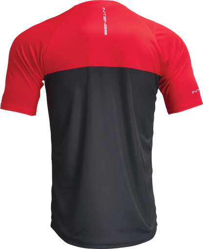 Red and black THOR Intense Assist Censis short-sleeve jersey in XL size, featuring technical fabric and race-inspired design.