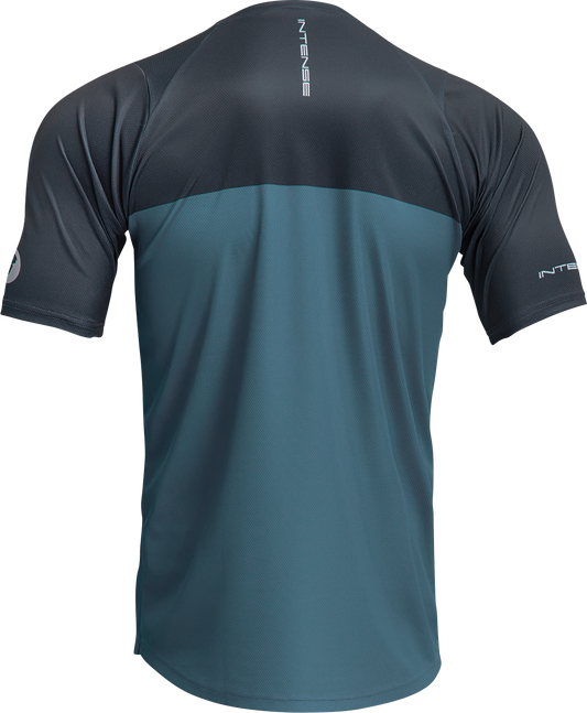 THOR Intense Assist Censis short-sleeve cycling jersey in teal and midnight, medium size, designed for performance and comfort.