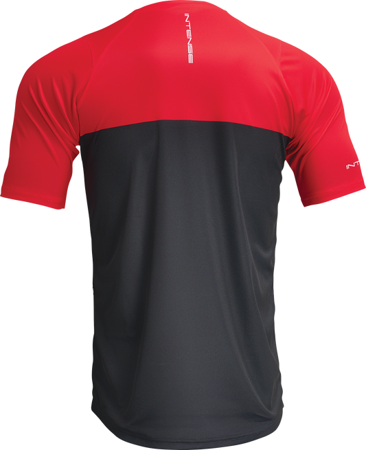 Red and black THOR Intense Assist Censis short-sleeve cycling jersey, large size, featuring breathable fabric and athletic fit.