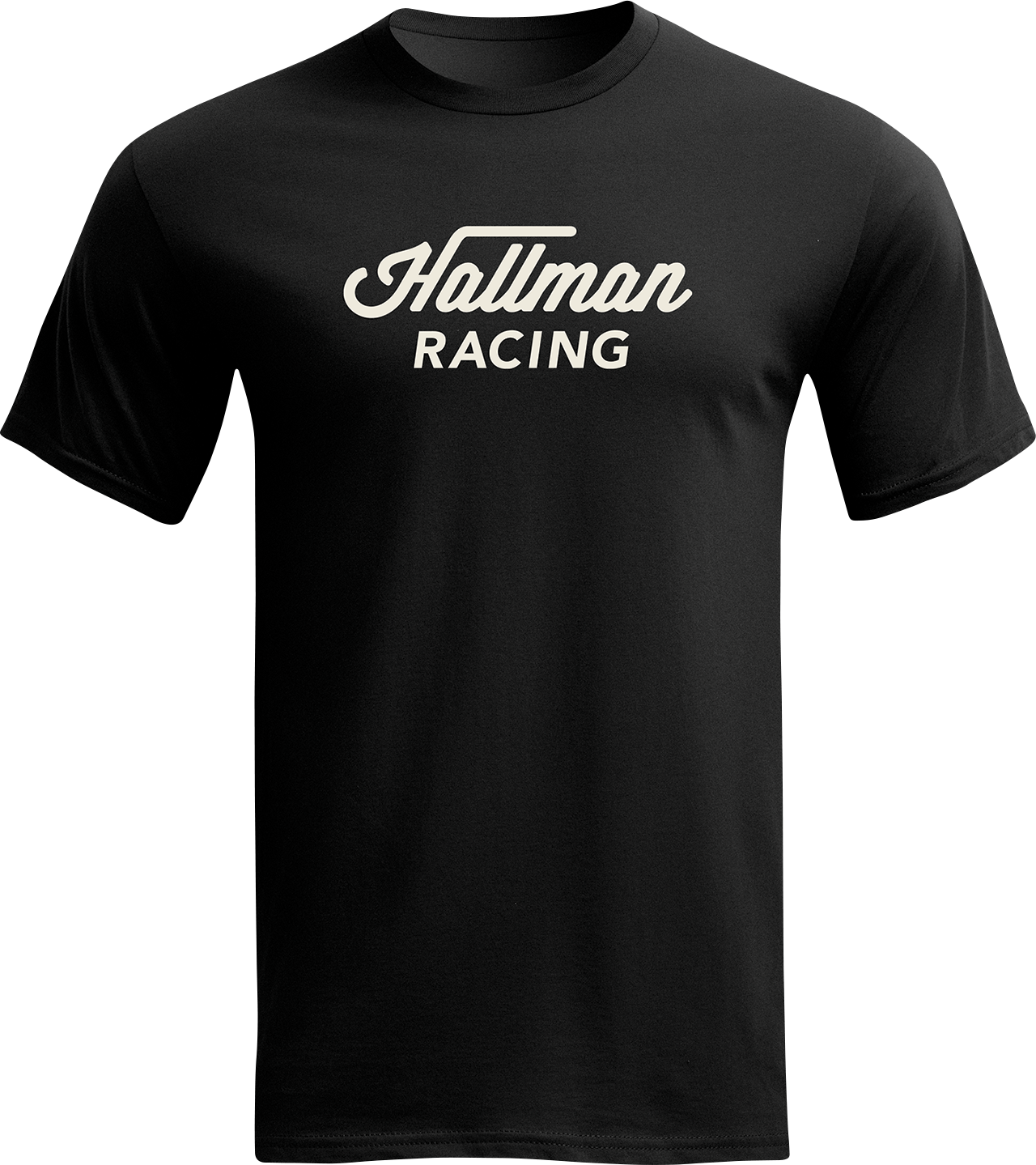 Black THOR Hallman Heritage T-Shirt in large size, featuring classic motorcycle-inspired design and logo on the front.
