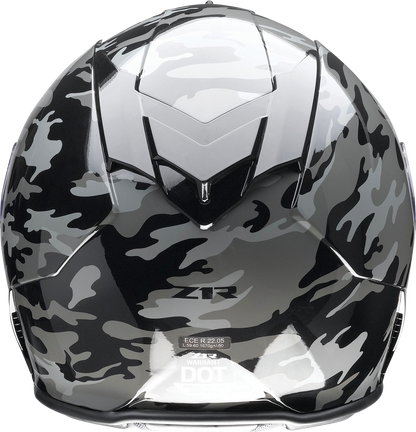 Z1R, Z1R Warrant Helmet - Camo Black/Gray, XS | Polycarbonate Shell, Drop-Down Sun Visor & Moisture-Wicking Liner