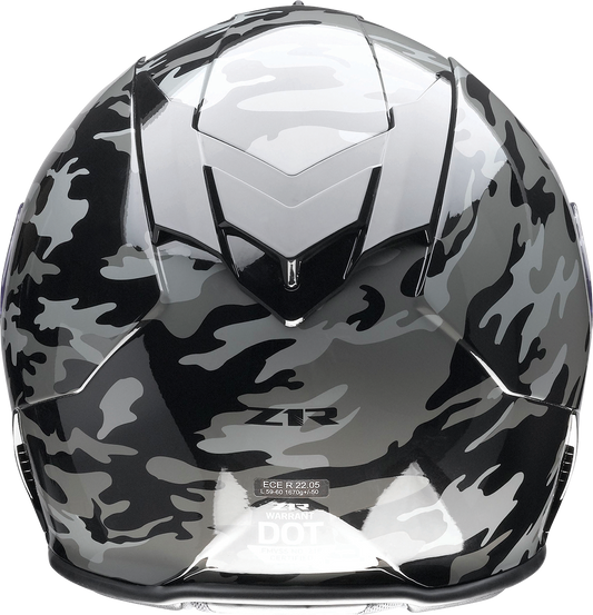 Z1R, Z1R Warrant Helmet - Camo Black/Gray, XS | Polycarbonate Shell, Drop-Down Sun Visor & Moisture-Wicking Liner