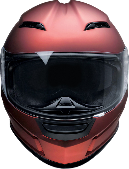Z1R Jackal helmet in satin red with XS size, features aerodynamic design and ventilation, front view with clear visor.