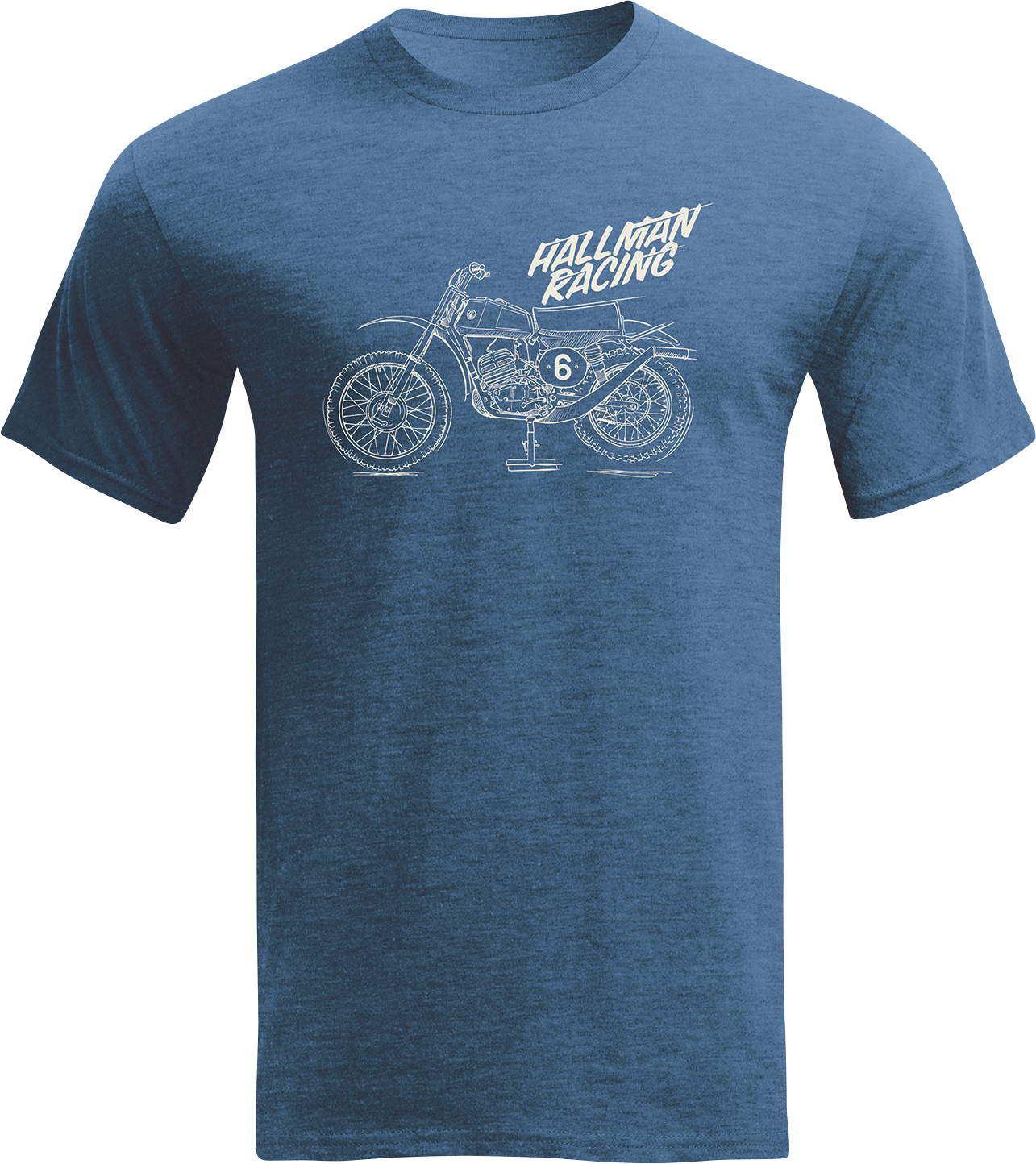 THOR Hallman CZ T-Shirt in Indigo Heather Navy, medium size, featuring the THOR logo and casual fit.