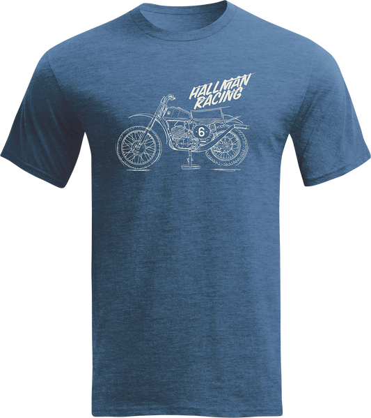 THOR Hallman CZ T-Shirt in Indigo Heather Navy, medium size, featuring the THOR logo and casual fit.