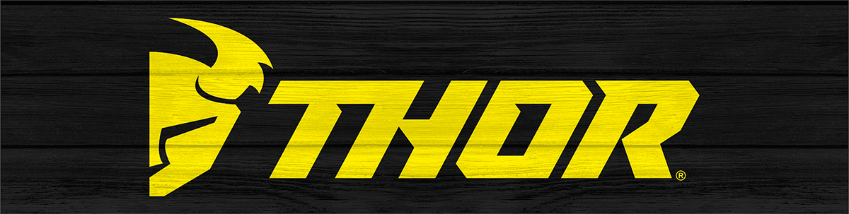 THOR Sintra header graphic for slatwall display, double-sided signage with THOR branding and product information.
