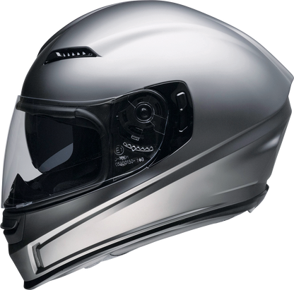 Z1R Jackal helmet in satin titanium with aerodynamic polycarbonate shell and drop-down sun visor, large size, side view.