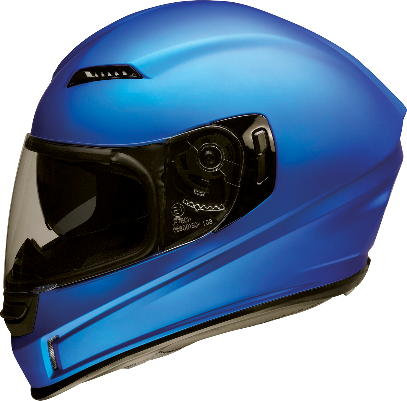 Z1R Jackal Helmet Satin Blue 2XL with aerospace-grade polycarbonate shell and drop-down sun visor, motorcycle helmet.
