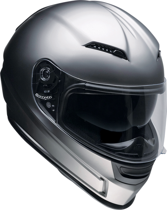 Z1R Jackal helmet in satin titanium with injection-molded polycarbonate shell, advanced ventilation, and built-in sun visor.
