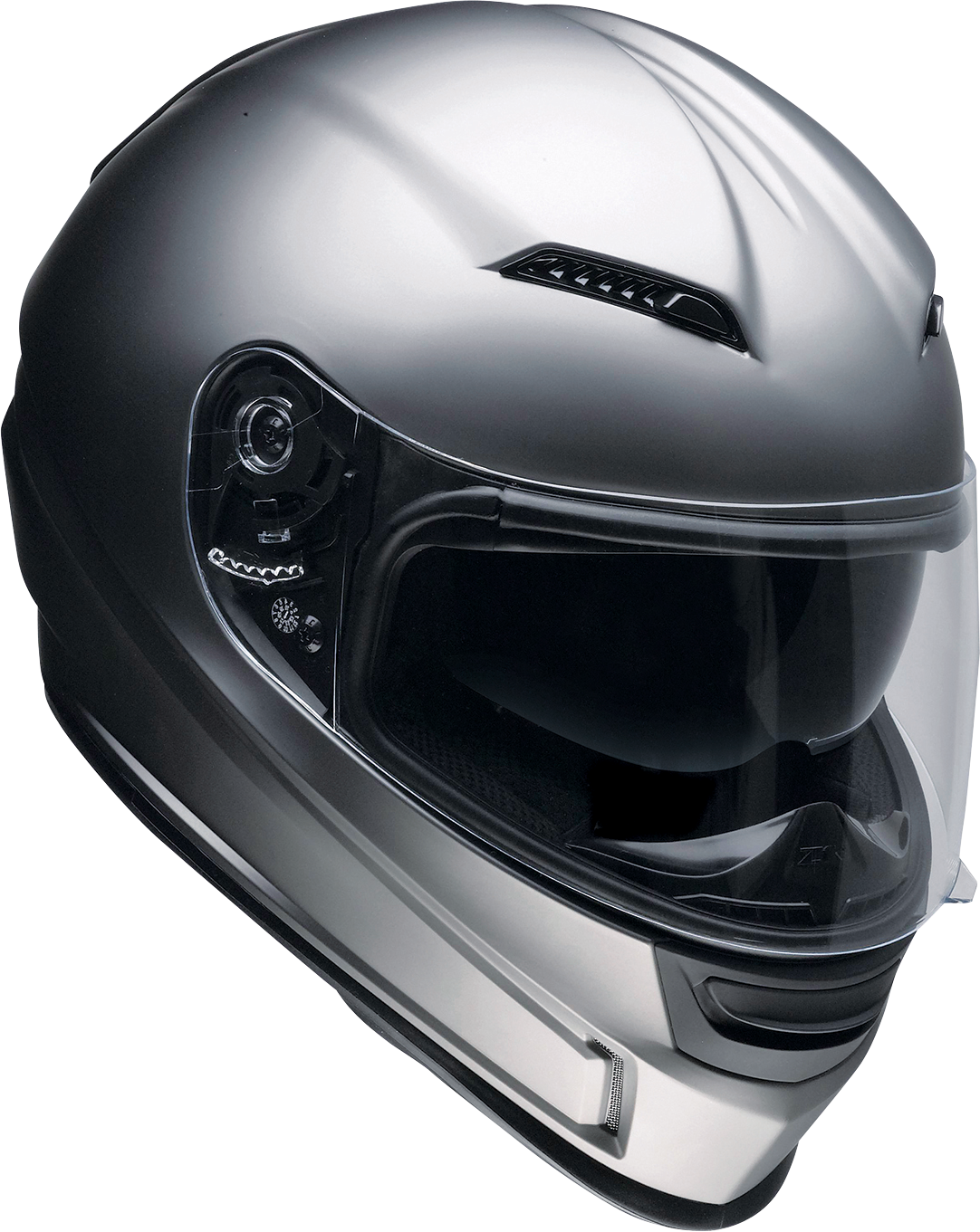 Z1R Jackal helmet in satin titanium with aerodynamic polycarbonate shell and drop-down sun visor, large size.