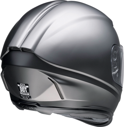Z1R Jackal helmet in satin titanium with aerodynamic polycarbonate shell and drop-down sun visor, large size, front view.