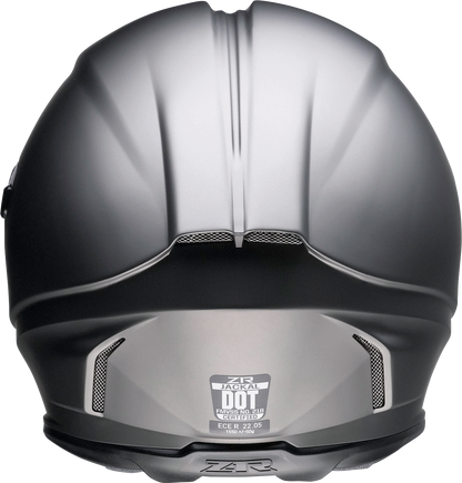 Z1R Jackal helmet in satin titanium with aerodynamic polycarbonate shell and drop-down sun visor, large size.