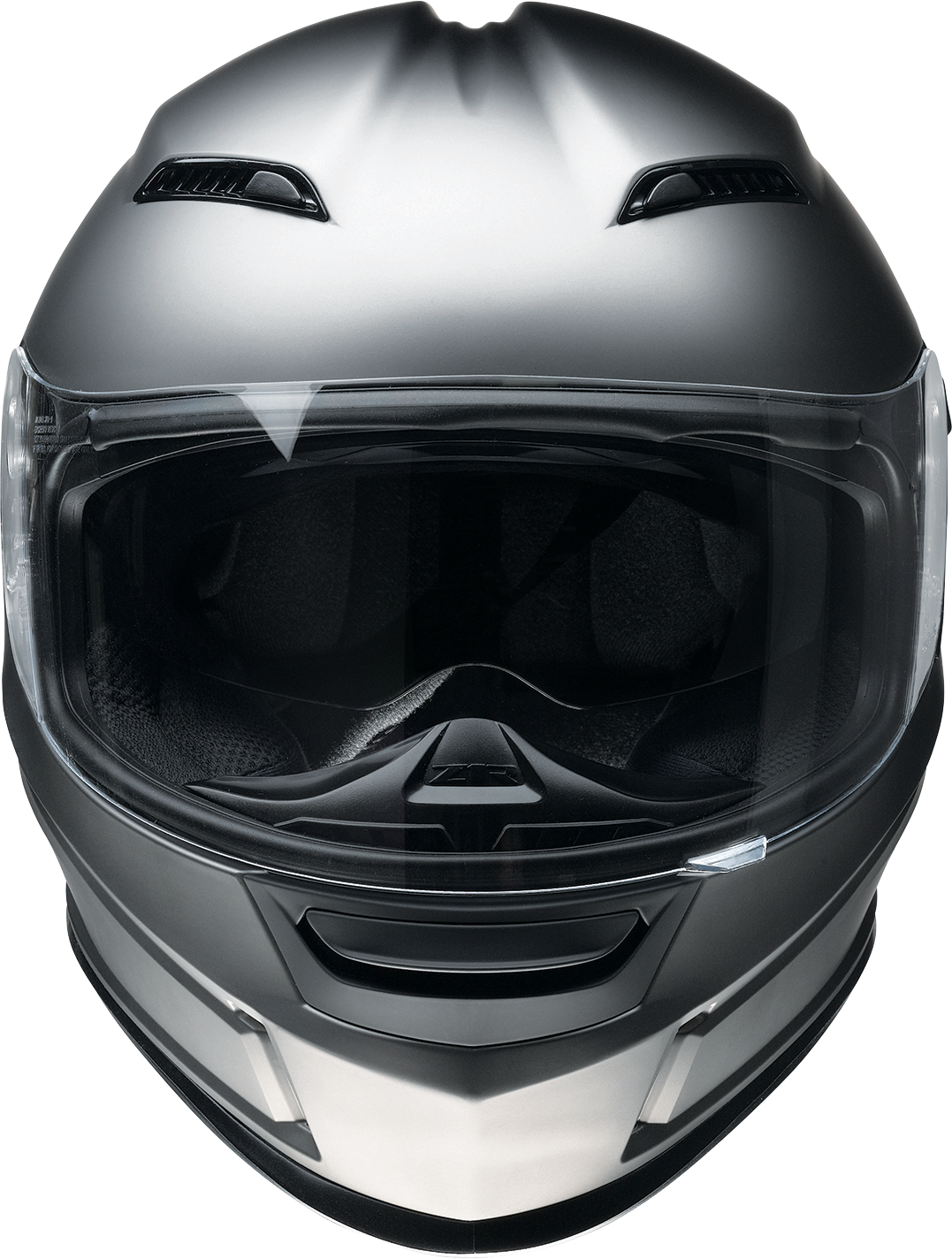 Z1R Jackal Helmet in satin titanium with aerodynamic polycarbonate shell and drop-down sun visor, large size.
