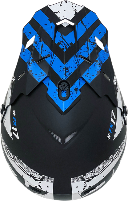 Bill's Exhausts AFX FX-17 Attack helmet in matte blue and black, 2XL size, featuring a sleek motorcycle helmet design.