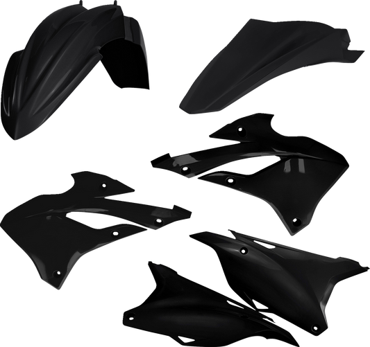 Black ACERBIS standard replacement body kit for KX85 2022-2023, includes side panels and fairings, designed for motorcycle customization.