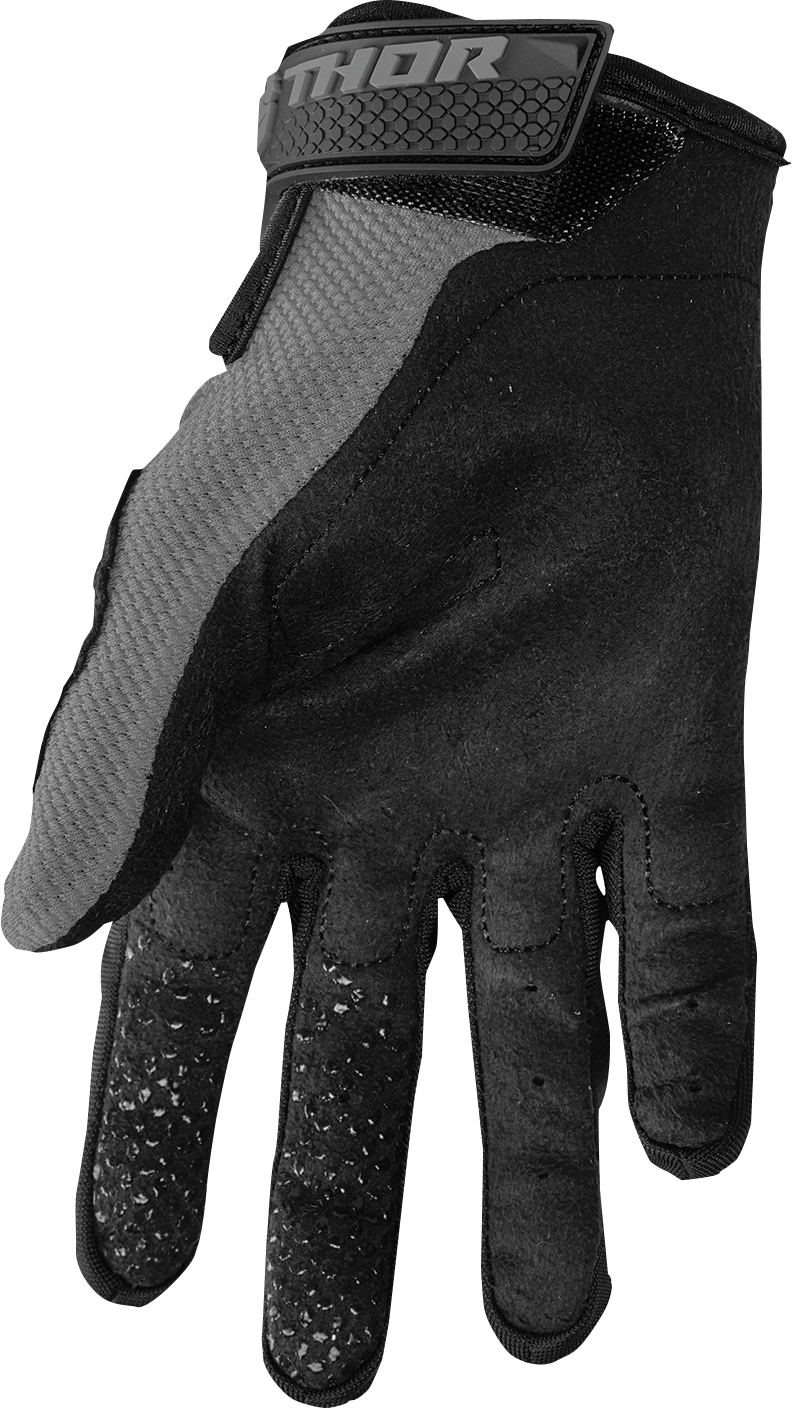 Gray and white THOR Sector gloves in large size, featuring durable protective design and flexible material for motorcycle riding.