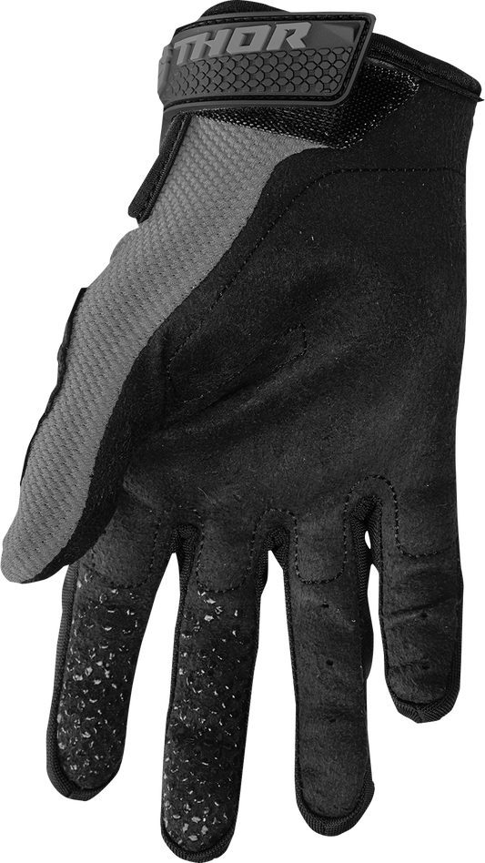 Gray and white THOR Sector gloves in large size, featuring durable protective design and flexible material for motorcycle riding.