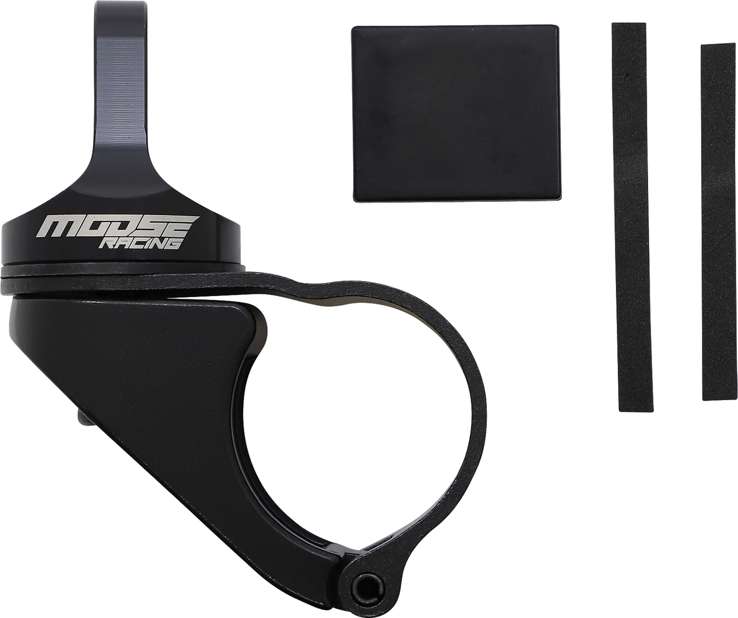 MOOSE OFFROAD whip flag mount for 1.75-inch roll bars, shown attached to a vehicle roll cage with a whip flag.
