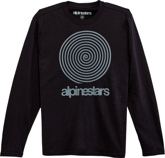 Alpinestars Spiral long-sleeve T-shirt in black, size XL, featuring the distinctive spiral graphic on the front.