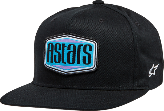 Alpinestars Belvedere flat bill hat in black, featuring a curved brim and adjustable strap for a casual, sporty look.