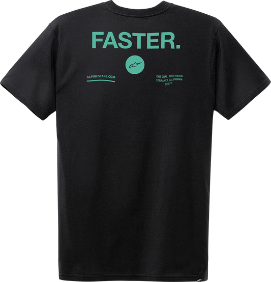 Black Alpinestars Faster T-Shirt in XL size with bold logo front view, casual fit, and comfortable fabric.