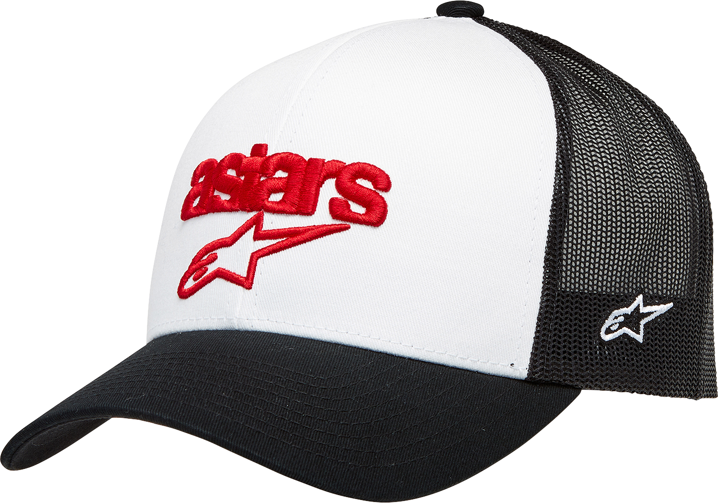 Alpinestars Pedigree Hat in white and black with embroidered logo, casual sports cap with adjustable strap.