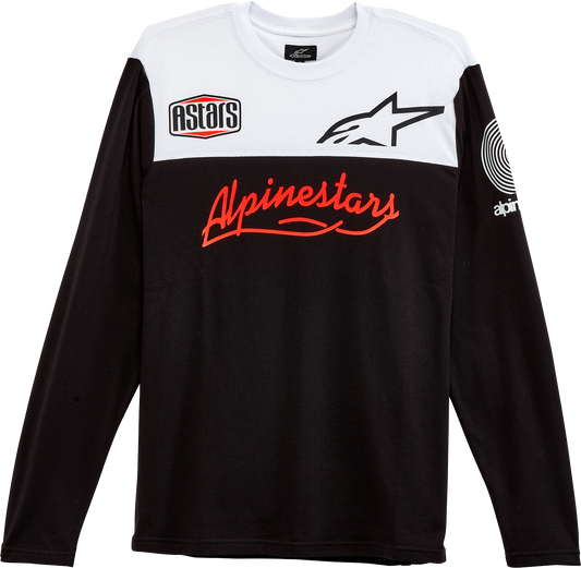 Alpinestars Elsewhere Jersey in black, XL size, featuring lightweight, breathable fabric and sporty design for motorcycle riding.
