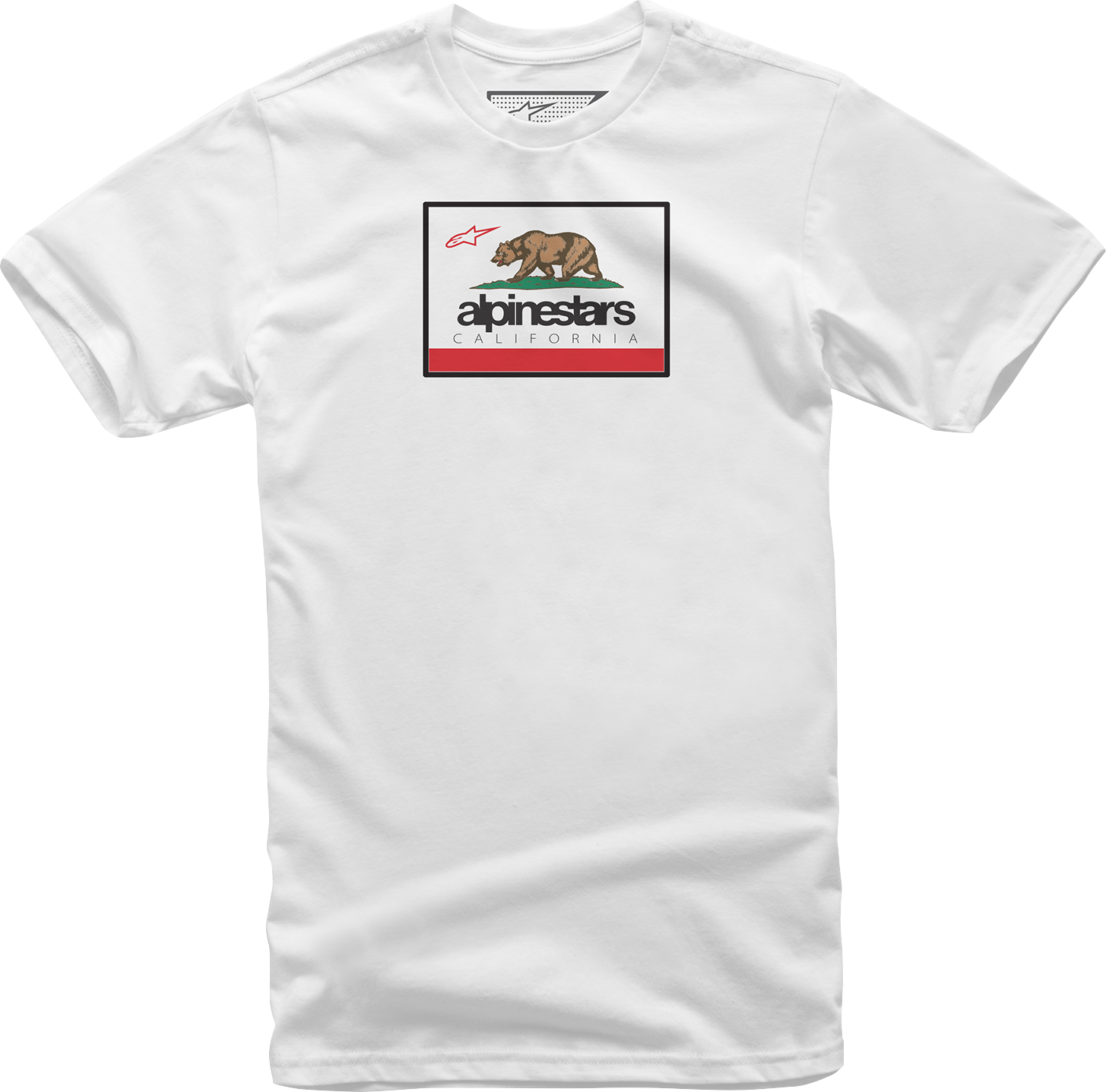Alpinestars Cali 2.0 T-Shirt in white with soft handprint graphic, made of 100% combed cotton, medium size.