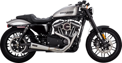 VANCE & HINES 27327 2-Into-1 Upsweep exhaust system in brushed stainless steel with polished finish on motorcycle