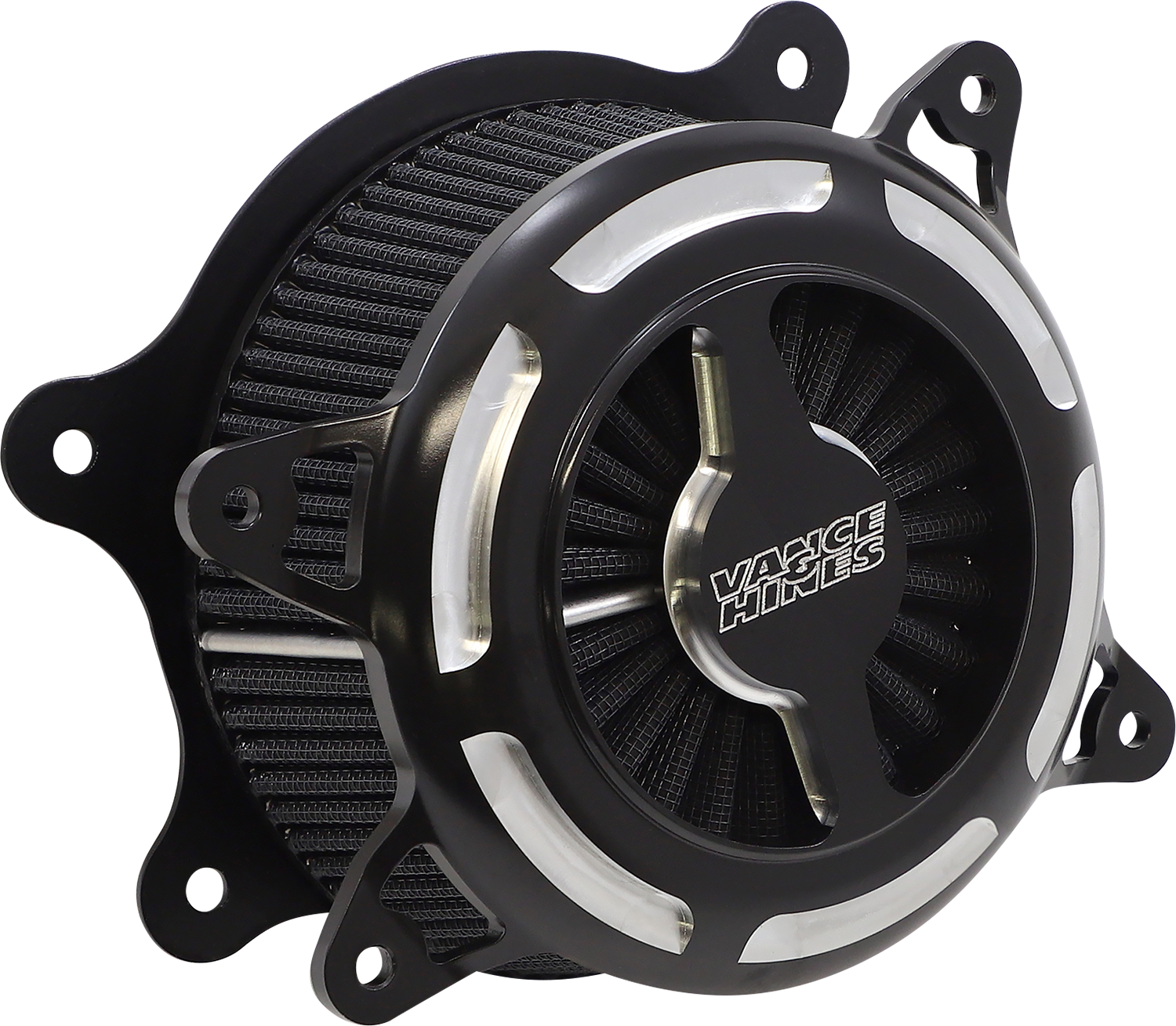 Vance & Hines VO2 Blade Air Intake in black contrast, motorcycle engine air intake with sleek design and branding visible.