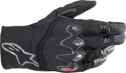 Alpinestars Hyde XT DrystarXF® motorcycle gloves in black, size 3XL, featuring protective padding and durable leather construction.