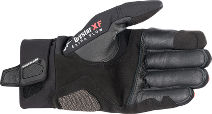 Alpinestars Hyde XT DrystarXF® gloves in black and bright red, XL size, showing detailed leather and textile construction.
