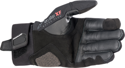 Alpinestars Hyde XT DrystarXF® black motorcycle gloves in XL size, showcasing reinforced knuckles and textured palm design.