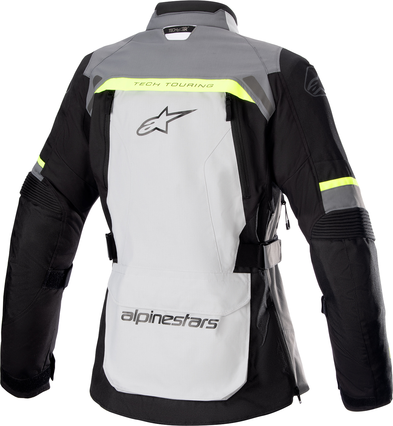 Alpinestars Stella Bogota Drystar women's motorcycle jacket in gray and white, small size, featuring protective armor and durable fabric.